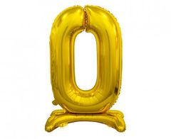 GoDan Fóliový balón so stojanom číslo 0 - zlatá - 74 cm