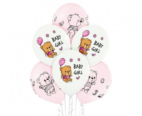 GoDan Latexové balóny Teddy Baby Girl 12" - 6 ks