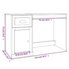 Vidaxl Stolík so zásuvkami dub sonoma 115x50x75 cm kompozitné drevo