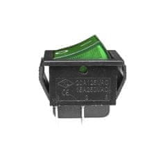 Solex Vypínač kolískový 250V/15A ON-OFF zelený STV02