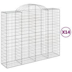 Petromila vidaXL Oblúkové gabiónové koše 14 ks 200x50x160/180 pozinkované železo