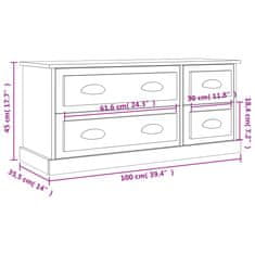 Vidaxl TV skrinka sivý dub sonoma 100x35,5x45 cm kompozitné drevo