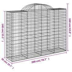 Petromila vidaXL Oblúkové gabionové koše 7 ks 200x50x140/160 cm pozink. železo