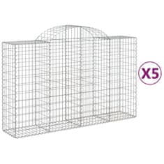 Vidaxl Oblúkové gabionové koše 5 ks 200x50x120/140 cm pozink. železo