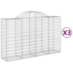 Vidaxl Oblúkové gabionové koše 3 ks 200x50x120/140 cm pozink. železo