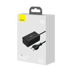 BASEUS GaN5 Pre rýchlonabíjací stolný adaptér 2x USB-C + USB-A + HDMI 67W 1,5 m kábel CCGP110201, čierna