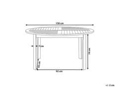 Beliani Okrúhly záhradný stôl z akáciového dreva 150 cm svetlé drevo TOLVE