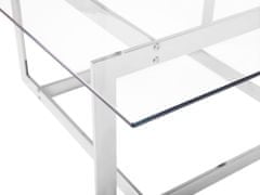 Beliani Konferenčný stolík so sklenenou doskou strieborný CRYSTAL