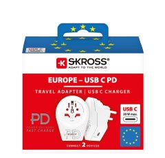 Skross Cestovný adaptér Europe USB C20PD pre cudzincov v SR, USB-C, Power Delivery 20W
