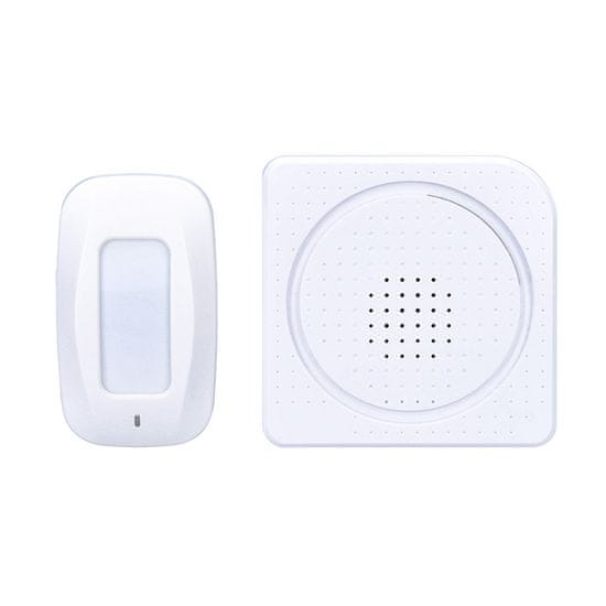 Solight Bezdrôtový hlásič pohybu, gong, napájanie batériami, externý PIR čidlo, biely