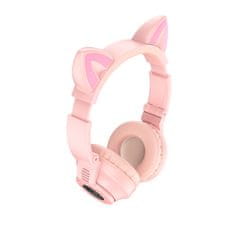 BO18 bezdrôtové slúchadlá s mačacími ušami, ružové