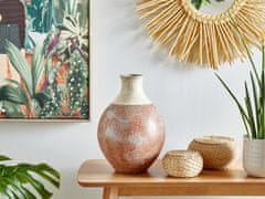 Beliani Dekoratívna terakotová váza 37 cm biela/hnedá BURSA