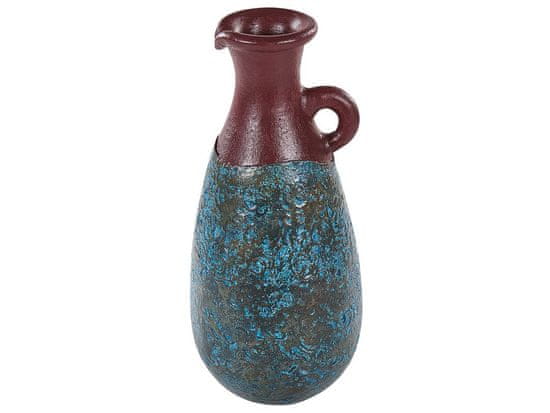 Beliani Dekoratívna terakotová váza 40 cm modrá/hnedá VELIA