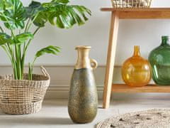 Beliani Dekoratívna terakotová váza 50 cm zelená/zlatá MARONEJA