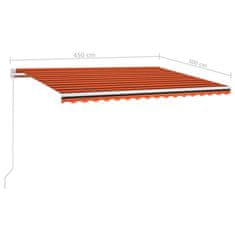 Vidaxl Automatická markíza,LED a senzor vetra 450x300cm,oranžová/hnedá