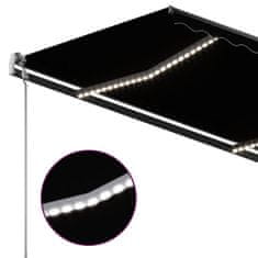 Vidaxl Ručne zaťahovacia markíza s LED 4x3,5 cm antracitová