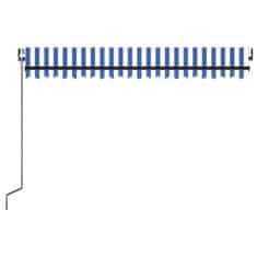 Vidaxl Automatická markíza, LED a senzor vetra 400x300 cm, modrá/biela