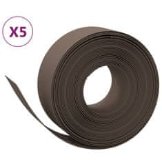 Vidaxl Záhradné obruby 5 ks hnedé 10 m 20 cm polyetylén