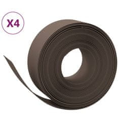 Vidaxl Záhradné obruby 4 ks hnedé 10 m 20 cm polyetylén