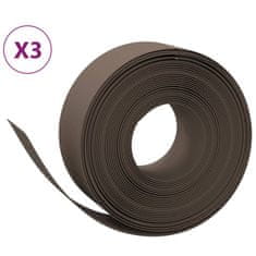 Vidaxl Záhradné obruby 3 ks hnedé 10 m 20 cm polyetylén