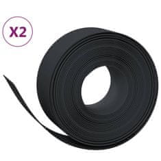 Vidaxl Záhradné obruby 2 ks čierne 10 m 20 cm polyetylén