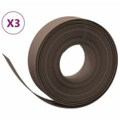 Vidaxl Záhradné obruby 3 ks hnedé 10 m 15 cm polyetylén