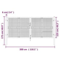 Vidaxl Záhradná brána so sieťoviny antracit 300x175cm pozinkovaná oceľ