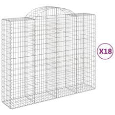 Petromila vidaXL Oblúkové gabiónové koše 18 ks 200x50x160/180 pozinkované železo