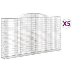 Vidaxl Oblúkové gabiónové koše 5ks 300x30x160/180cm pozinkované železo