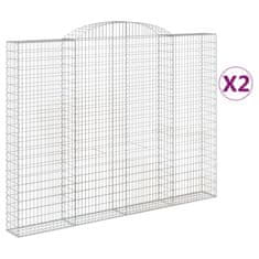 Vidaxl Oblúkový gabionový kôš 2 ks 300x30x220/240cm pozinkované železo