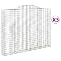 Vidaxl Oblúkový gabionový kôš 3 ks 300x30x220/240cm pozinkované železo