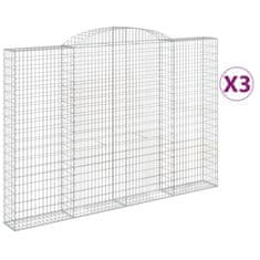 Vidaxl Oblúkové gabionové koše 3ks 300x30x200/220cm pozinkované železo