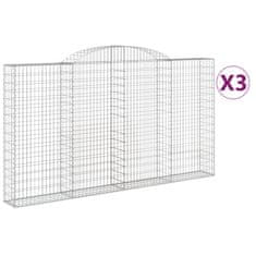 Vidaxl Oblúkové gabiónové koše 3ks 300x30x160/180cm pozinkované železo