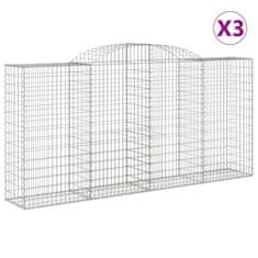 Petromila vidaXL Oblúkové gabionové koše 3 ks 300x50x140/160 cm pozink. železo