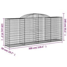 Petromila vidaXL Oblúkové gabionové koše 8 ks 300x50x120/140 cm pozink. železo