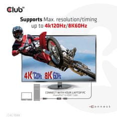 Club 3D Adaptér aktívny DisplayPort 1.4 na HDMI 4K 120Hz/8K 60Hz HDR (M/F), čierna (CAC-1088) - zánovné