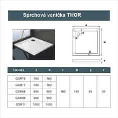 H K THOR Sprchová vanička z liateho mramoru, štvorec, 80x80x3 cm