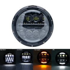 motoLEDy Predné svetlo 7" Full LED 1ks Jeep, Harley, Land Rover, Hummer, Lada