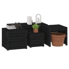 Vidaxl 4-dielna sada záhradných boxov čierna borovicový masív