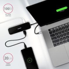 AXAGON multifunkční HUB 5v1 USB 3.2 Gen 1, 4x USB-A, HDMI, PD 100W, kábel USB-C 20cm