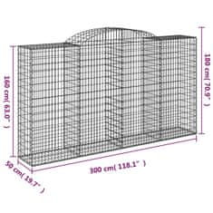 Petromila vidaXL Oblúkové gabiónové koše 8ks 300x50x160/180cm pozinkované železo