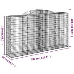 Petromila vidaXL Oblúkové gabiónové koše 5ks 300x50x160/180cm pozinkované železo