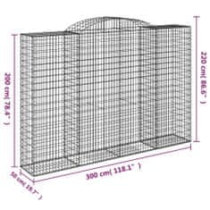 Petromila vidaXL Oblúkové gabionové koše 3ks 300x50x200/220cm pozinkované železo