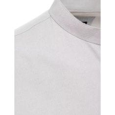 Dstreet Pánska košeľa s krátkym rukávom K053 svetlo šedá kx0999 XXL