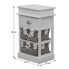 KONDELA Komoda, 2 košíkmi, šedá / biela, MATIAS 2