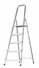 PSB Hliníkový 5-stupňový skladací rebrík s policou
