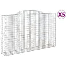 Vidaxl Oblúkové gabiónové koše 5ks 300x50x180/200cm pozinkované železo