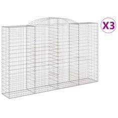 Vidaxl Oblúkové gabiónové koše 3ks 300x50x180/200cm pozinkované železo