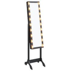 Petromila vidaXL Voľne stojace zrkadlo s LED, čierne 34x37x146 cm