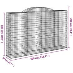 Petromila vidaXL Oblúkové gabiónové koše 3ks 300x50x180/200cm pozinkované železo